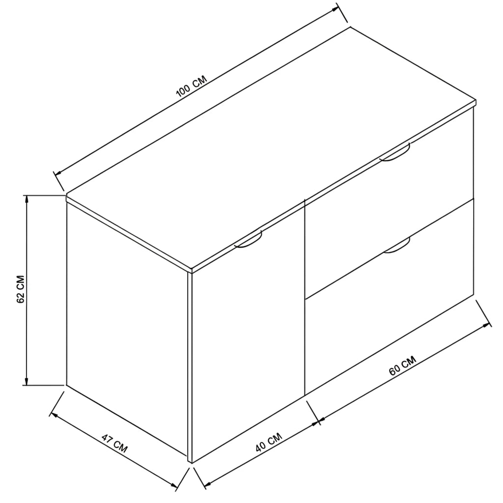 Dulap pentru lavoar 100 cm, cu cos de rufe, fronturi netede Orio - Casmir/Stejar artizanal