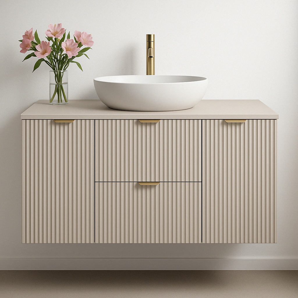 Dulap pentru lavoar 120 cm cu 2 usi, cu 2 sertare, fronturi canelate Willy - Casmir