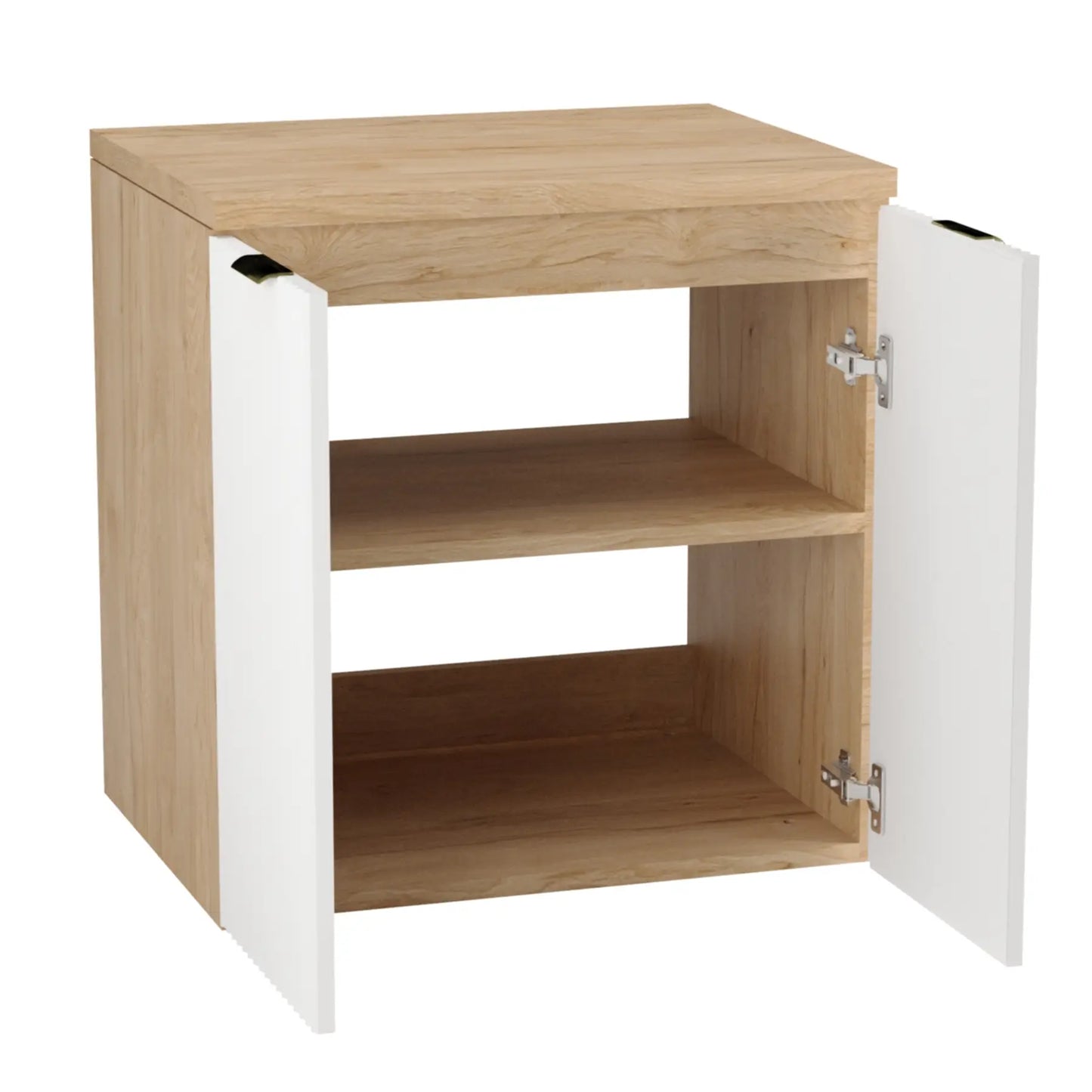 Dulap pentru lavoar 60 cm cu 2 usi, fronturi canelate Willy - Alb/Nuc