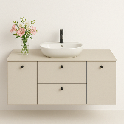 Dulap pentru lavoar 140 cm cu 2 cos de rufe, fronturi netede Beti - Casmir