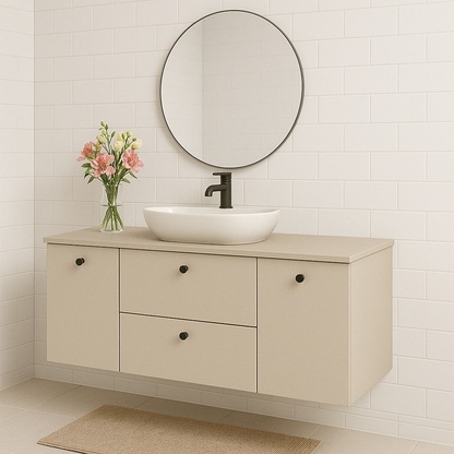 Dulap pentru lavoar 140 cm cu 2 cos de rufe, fronturi netede Beti - Casmir