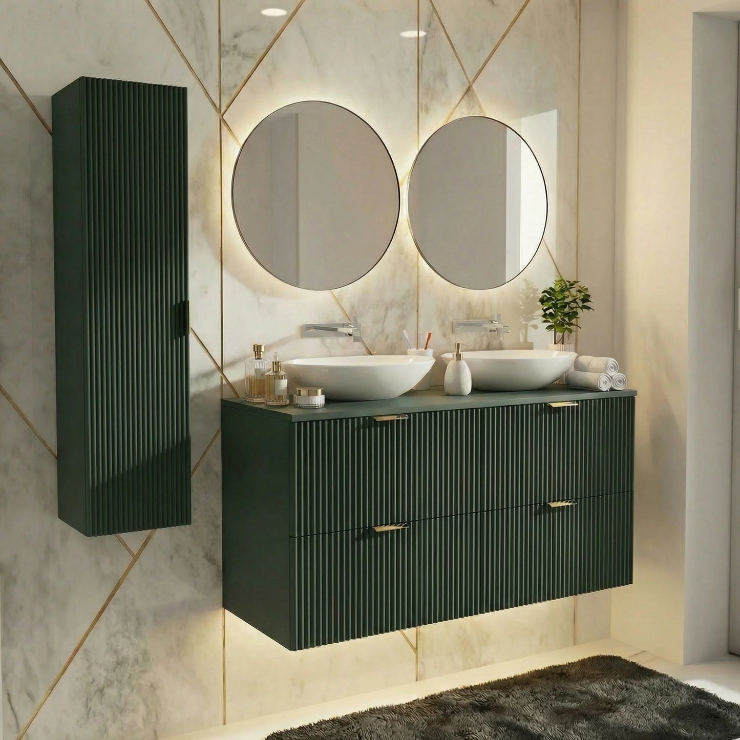 Dulap pentru lavoar 120 cm 4 sertare Willy - Verde