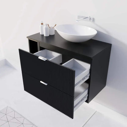 Dulap pentru lavoar 100 cm cu raft Willy - Negru, Nuc top