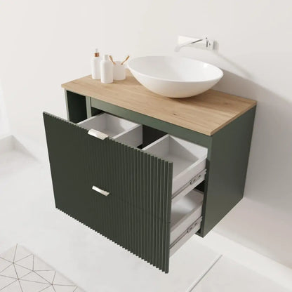 Dulap pentru lavoar 100 cm cu raft Willy - Verde, Nuc top