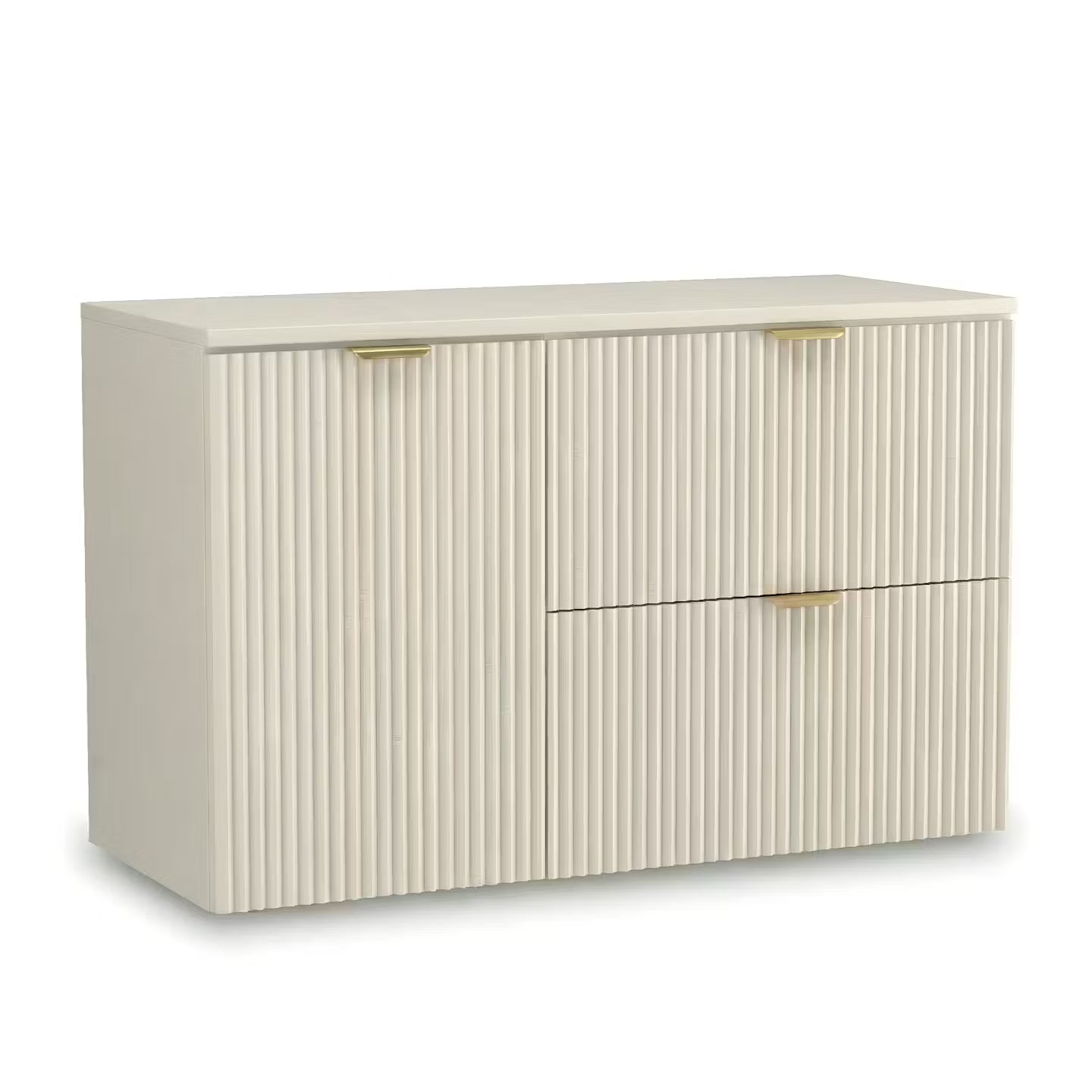 Dulap pentru lavoar 100 cm, cu cos de rufe, fronturi canelate Willy - Casmir