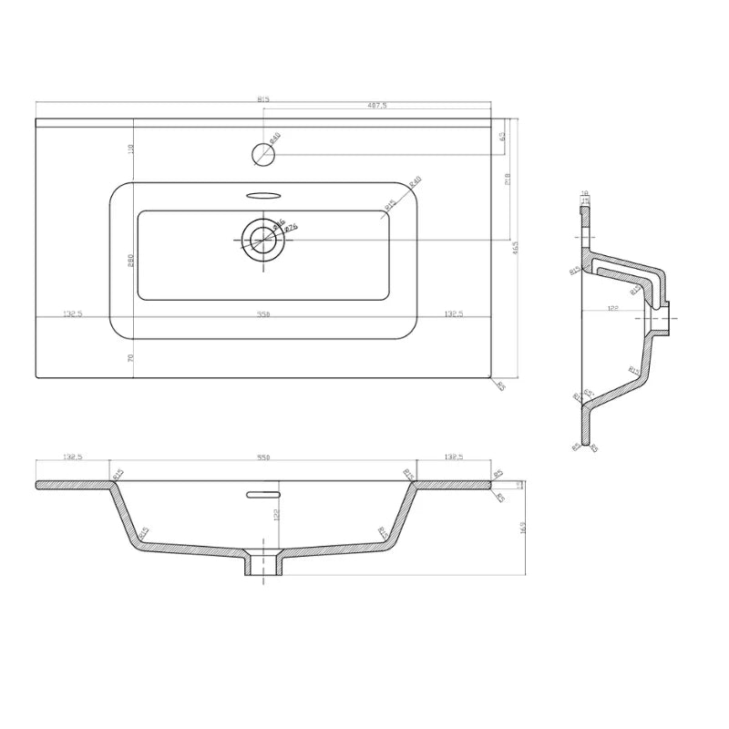 Chiuvetă încastrată 80 cm - Alb