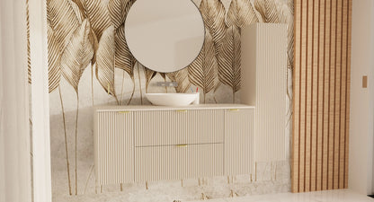 Dulap pentru lavoar 140 cm cu 2 usi, cu 2 sertare, fronturi canelate Willy - Casmir