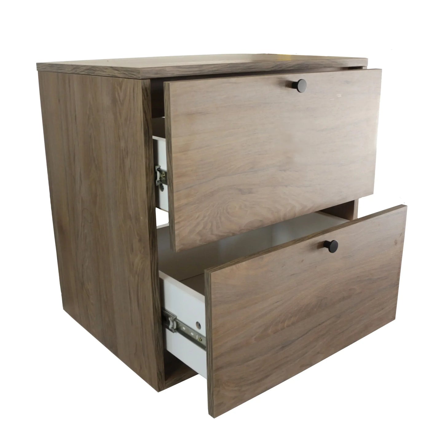 Dulap pentru lavoar 60 cm, cu 2 sertare, fronturi netede Belino - Nuc inchis