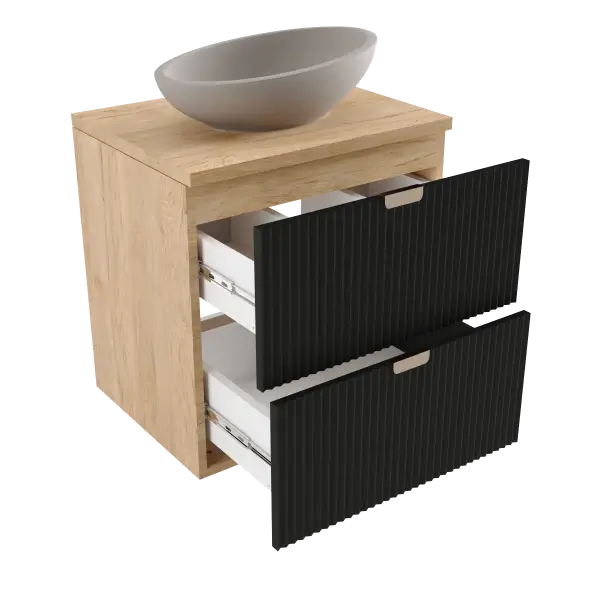 Dulap pentru lavoar 120 cm 4 sertare Willy - Negru/Nuc