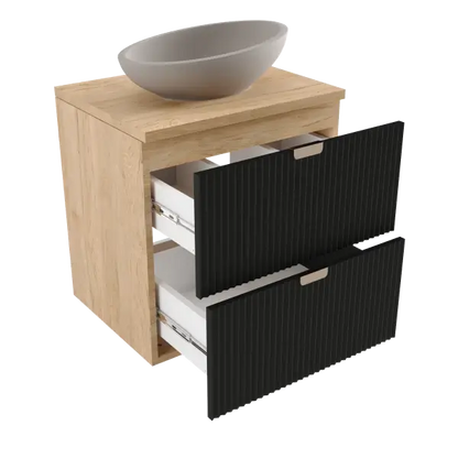 Dulap pentru lavoar 120 cm 4 sertare Willy - Negru/Nuc