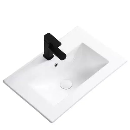 Dulap pentru lavoar 60 cm cu chiuveta, cu 2 usi, fronturi canelate Willy - Alb/Nuc