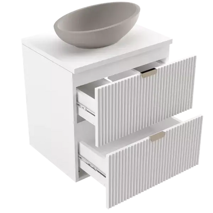 Dulap pentru lavoar 80 cm 2 sertare fronturi canelate Willy - Alb