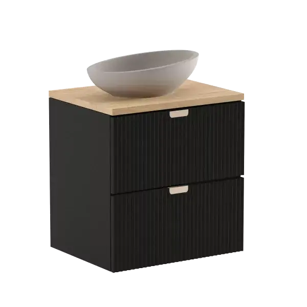 Dulap pentru lavoar 140 cm cu raft Willy - Negru, Nuc top