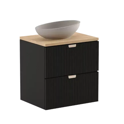 Dulap pentru lavoar 140 cm cu raft Willy - Negru, Nuc top