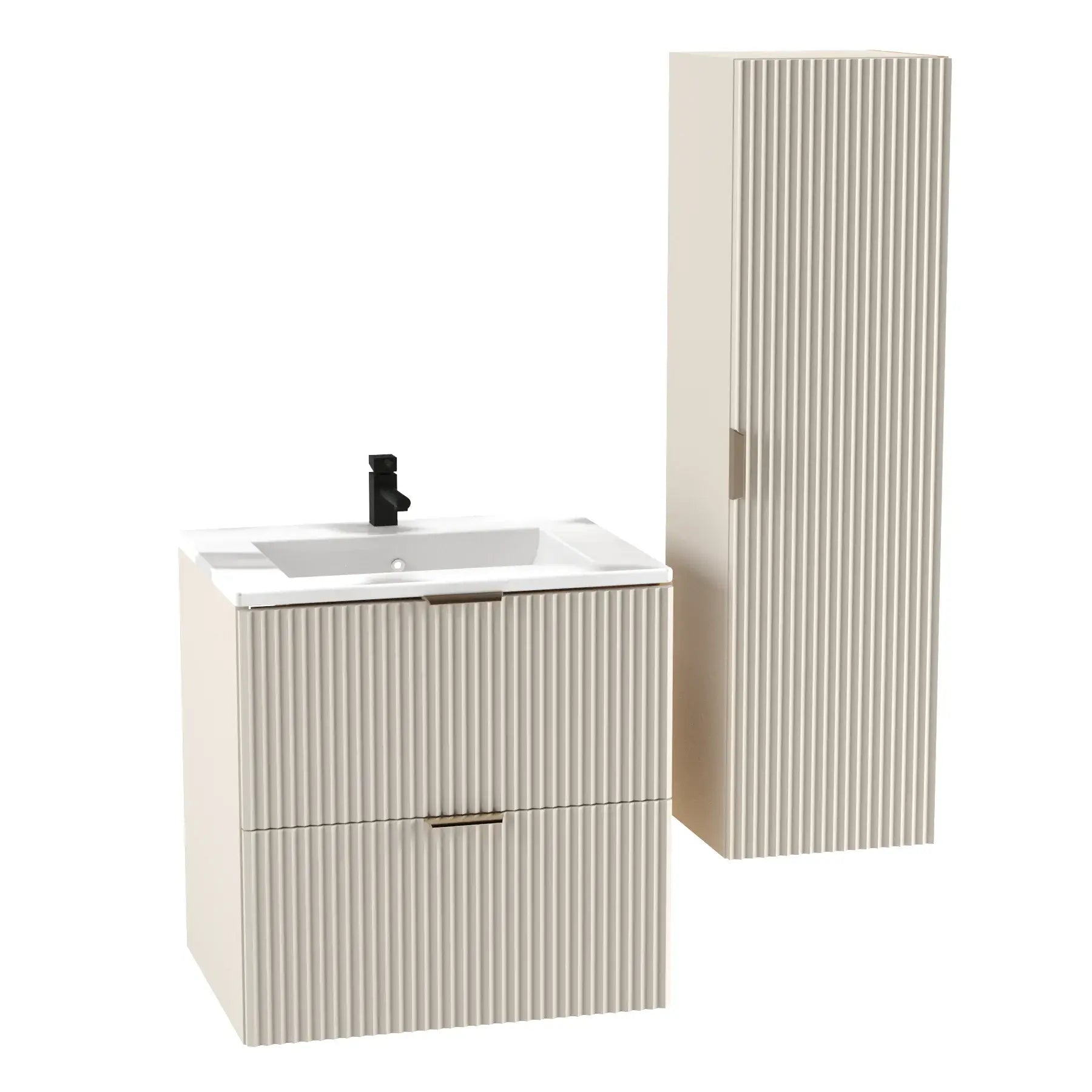 Dulap pentru lavoar 60 cm cu chiuveta, 2 sertare, fronturi canelate Willy - Casmir