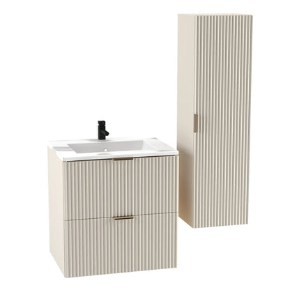 Dulap pentru lavoar 60 cm cu chiuveta, 2 sertare, fronturi canelate Willy - Casmir