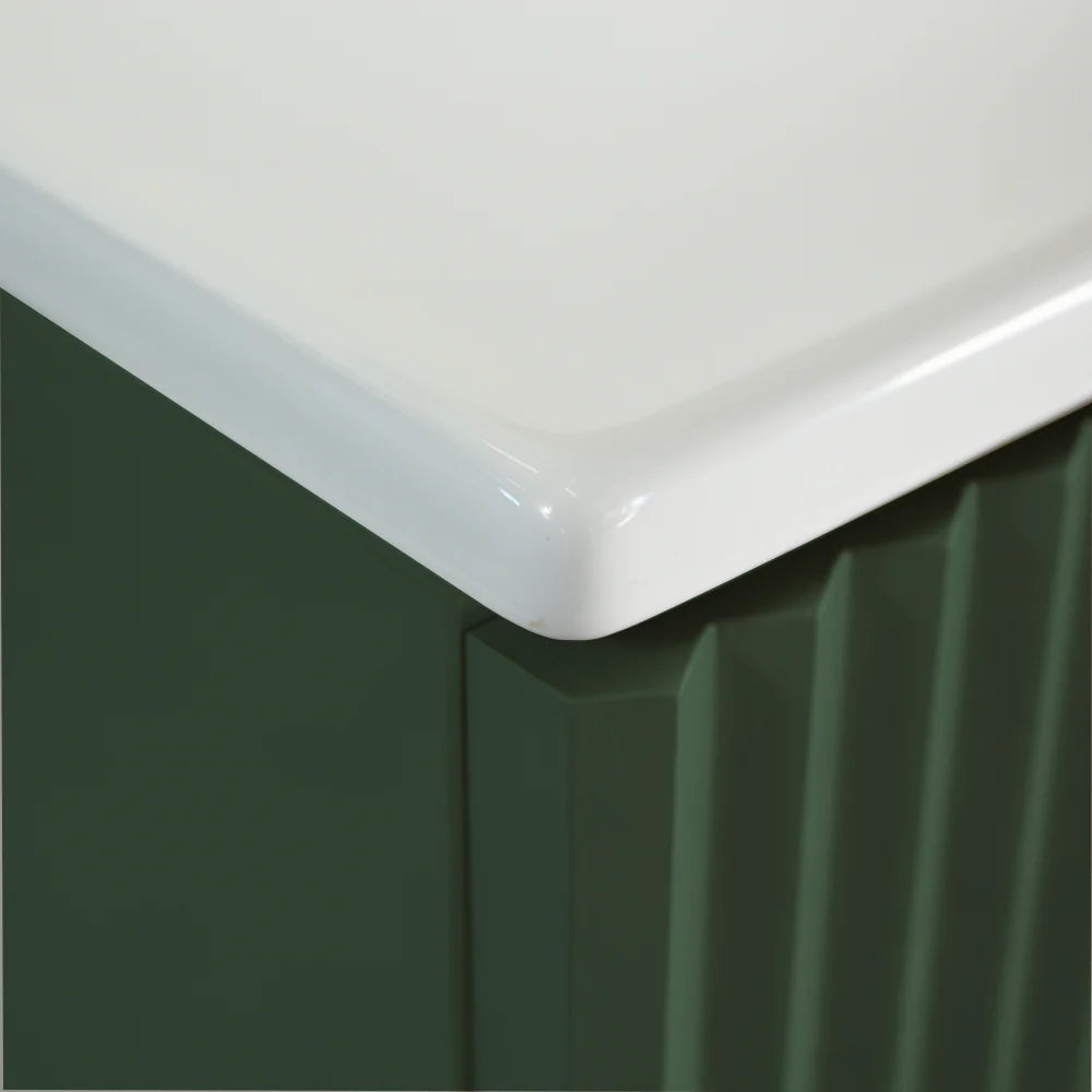 Dulap pentru lavoar 60 cm cu chiuveta, cu 2 usi, fronturi canelate Willy - Verde